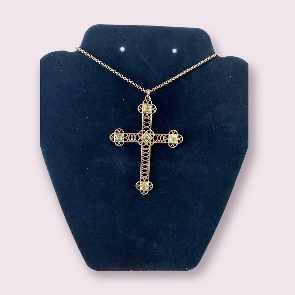925 Sterling Silver Cross with Gold Overlay Necklace